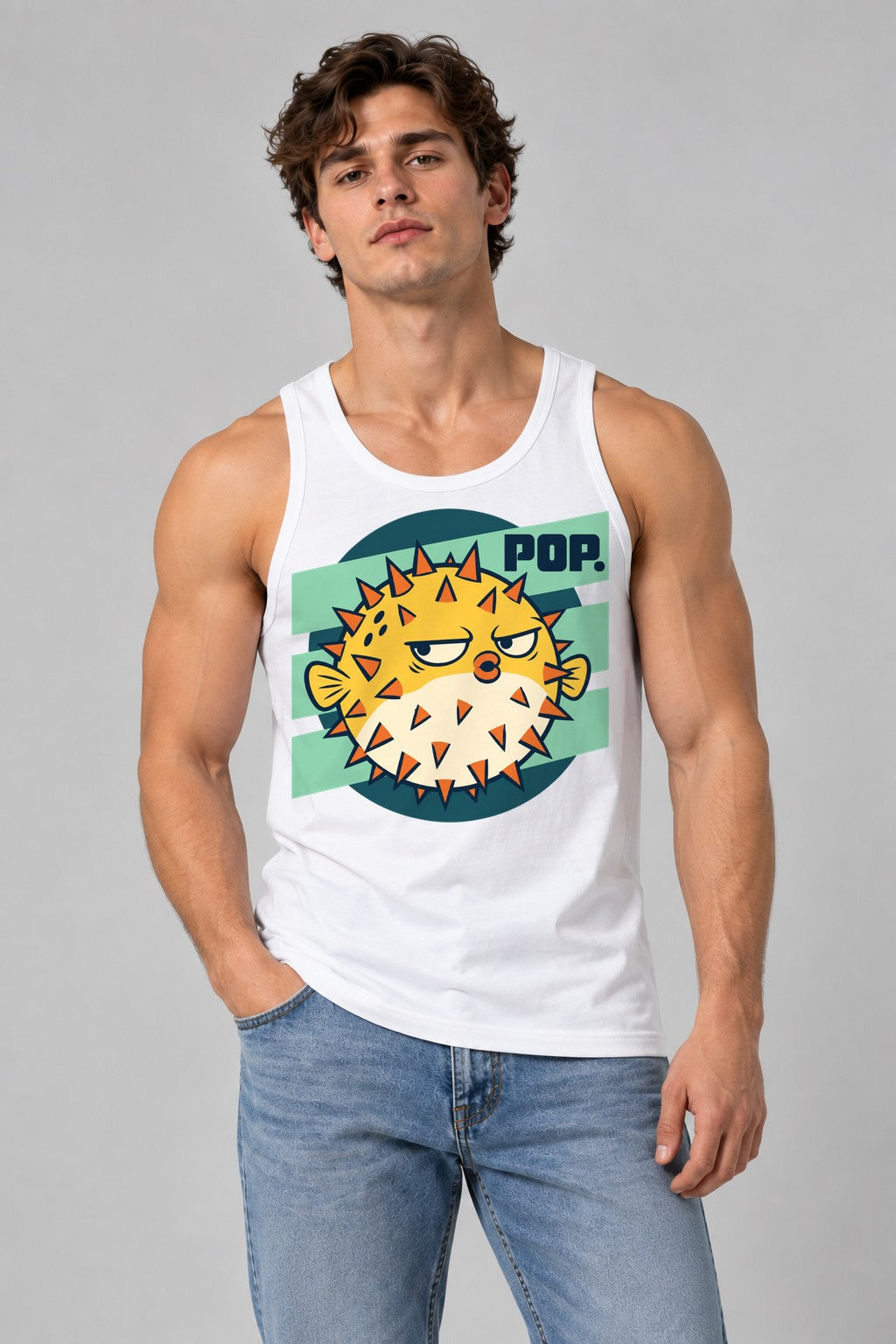 Grumpy Pufferfish Pop - White