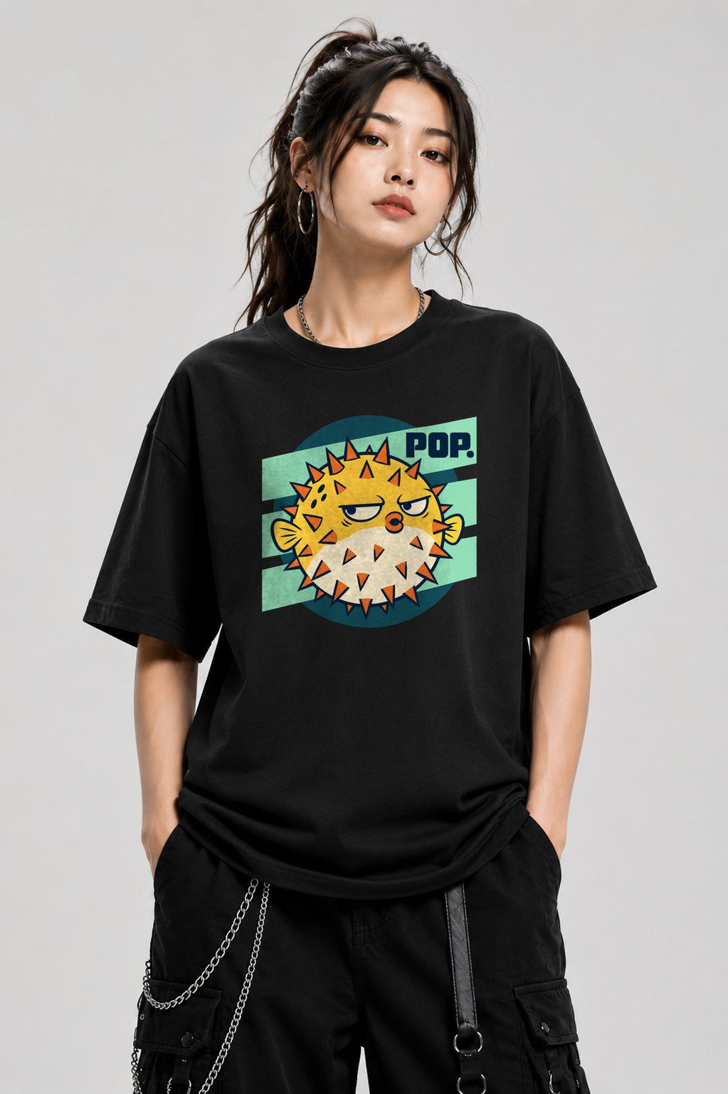 Grumpy Pufferfish Pop - Black