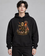 Grumpy Pug Riding T-Rex Dinosaur Vol - Black