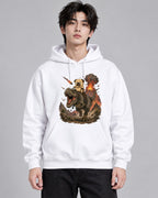 Grumpy Pug Riding T-Rex Dinosaur Vol - White