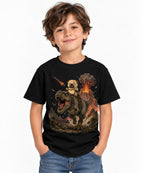 Grumpy Pug Riding T-Rex Dinosaur Vol - Black