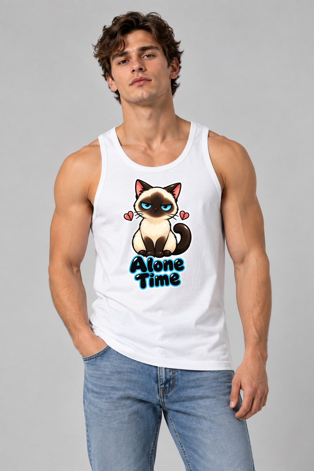 Grumpy Siamese Alone Time - White