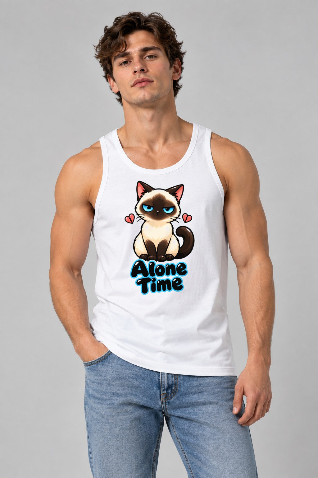 Grumpy Siamese Alone Time - White
