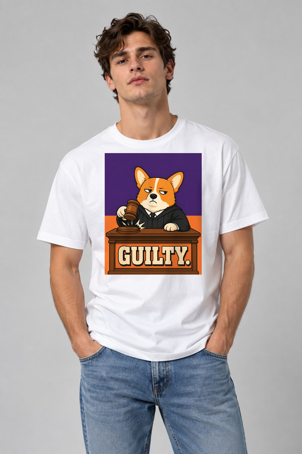Guilty Corgi Judge - White