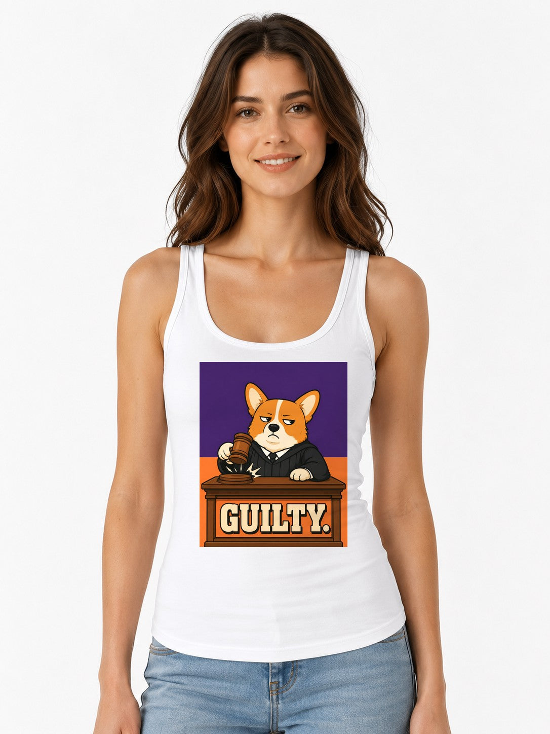 Guilty Corgi Judge - White