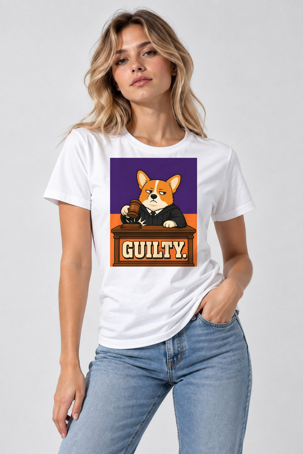 Guilty Corgi Judge - White