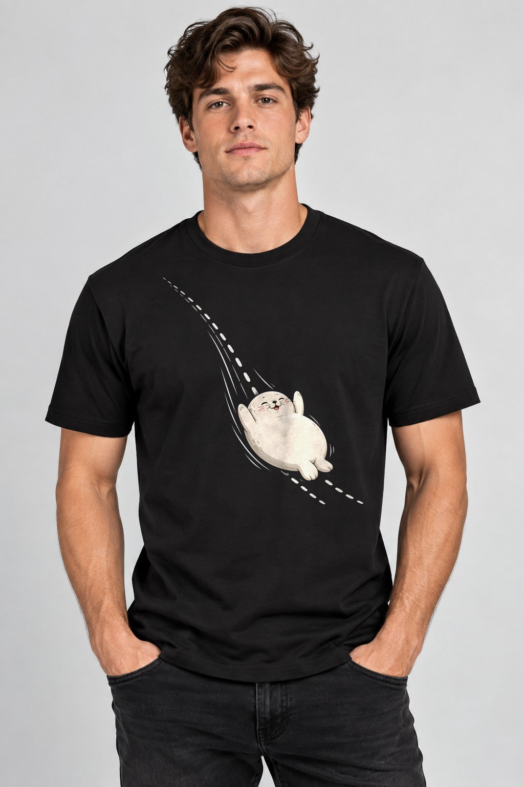 Happy Rolling Otter - Black