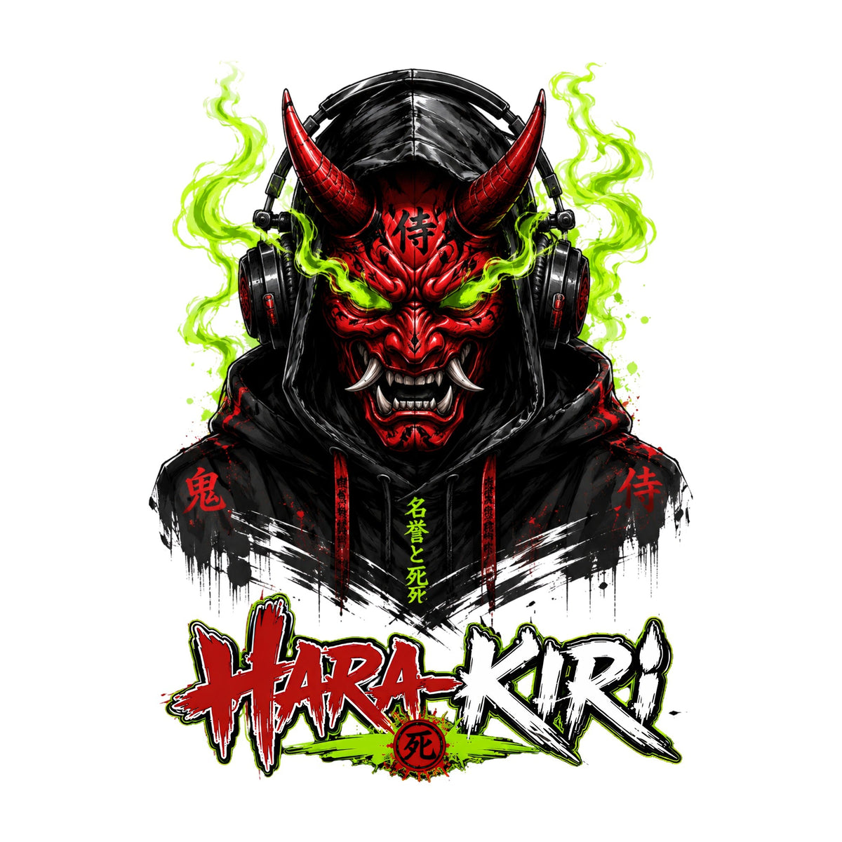 Harakiri Japanese Cyberpunk Oni Mask Headphones Techwear Streetwear