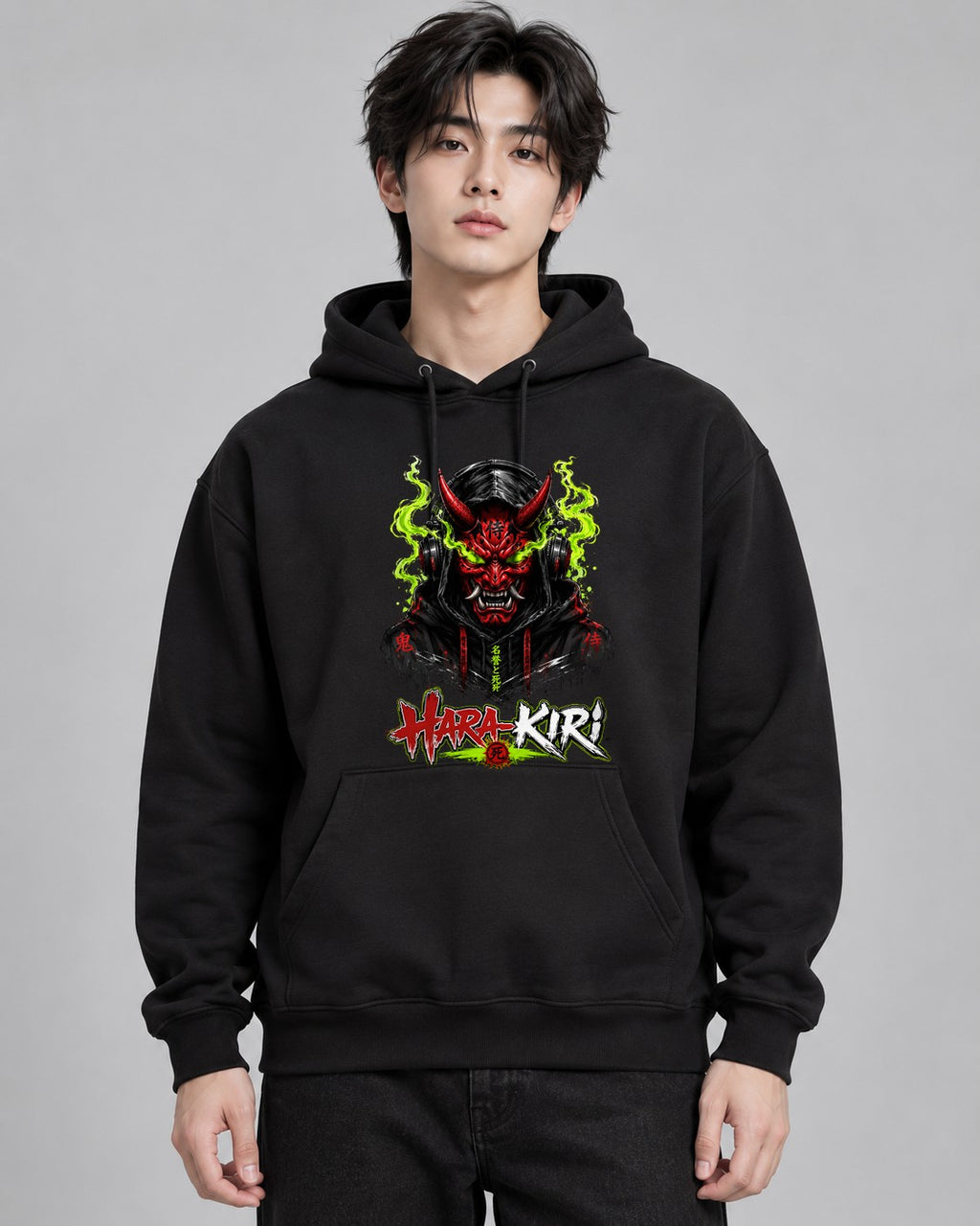 Harakiri Japanese Cyberpunk Oni Mask - Black