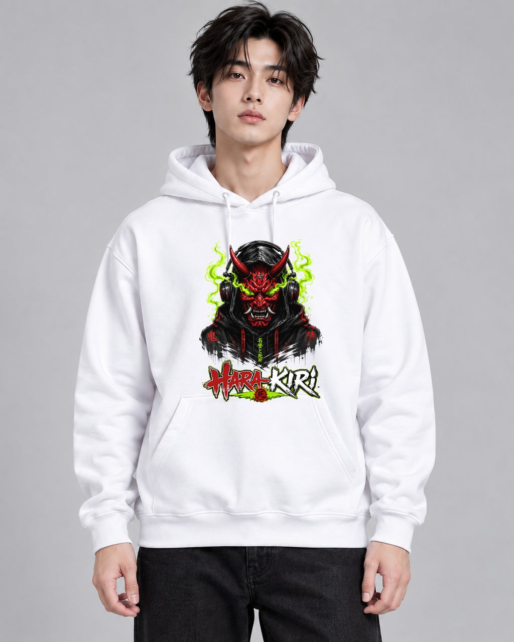 Harakiri Japanese Cyberpunk Oni Mask - White