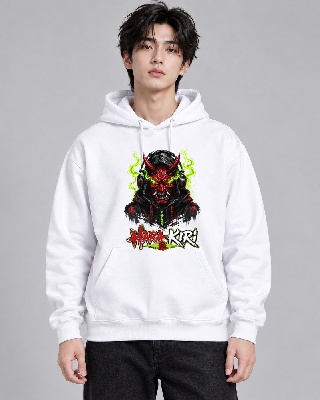 Harakiri Japanese Cyberpunk Oni Mask - White