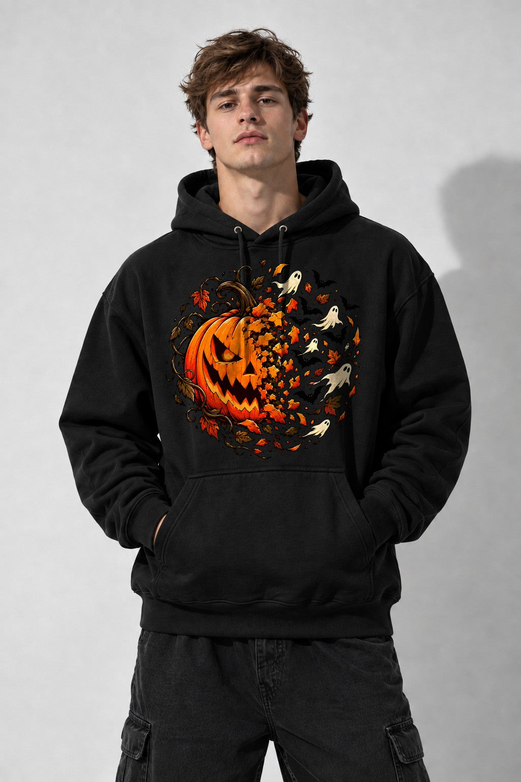 Haunted Pumpkin Wreath - Black