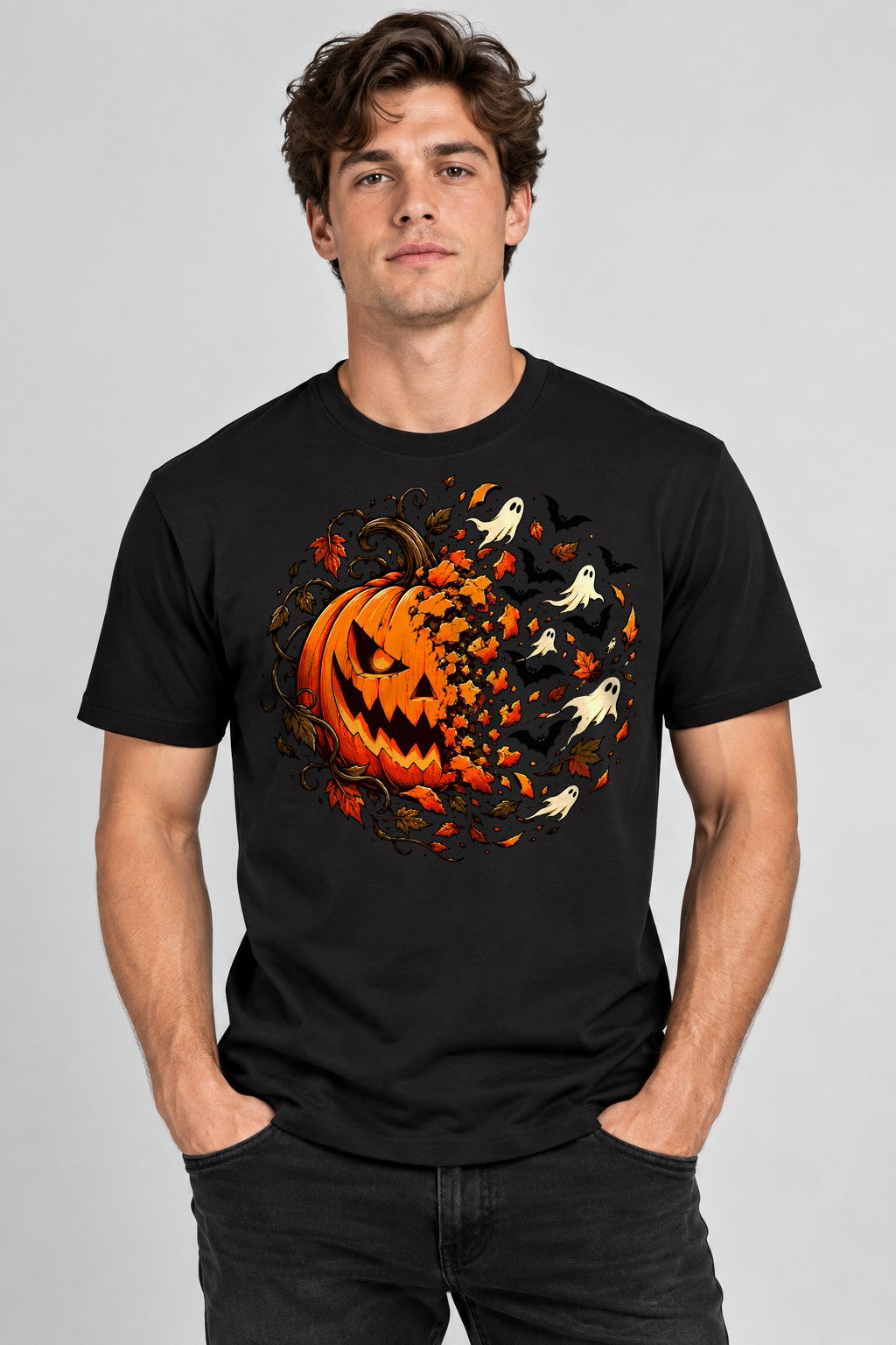Haunted Pumpkin Wreath - Black