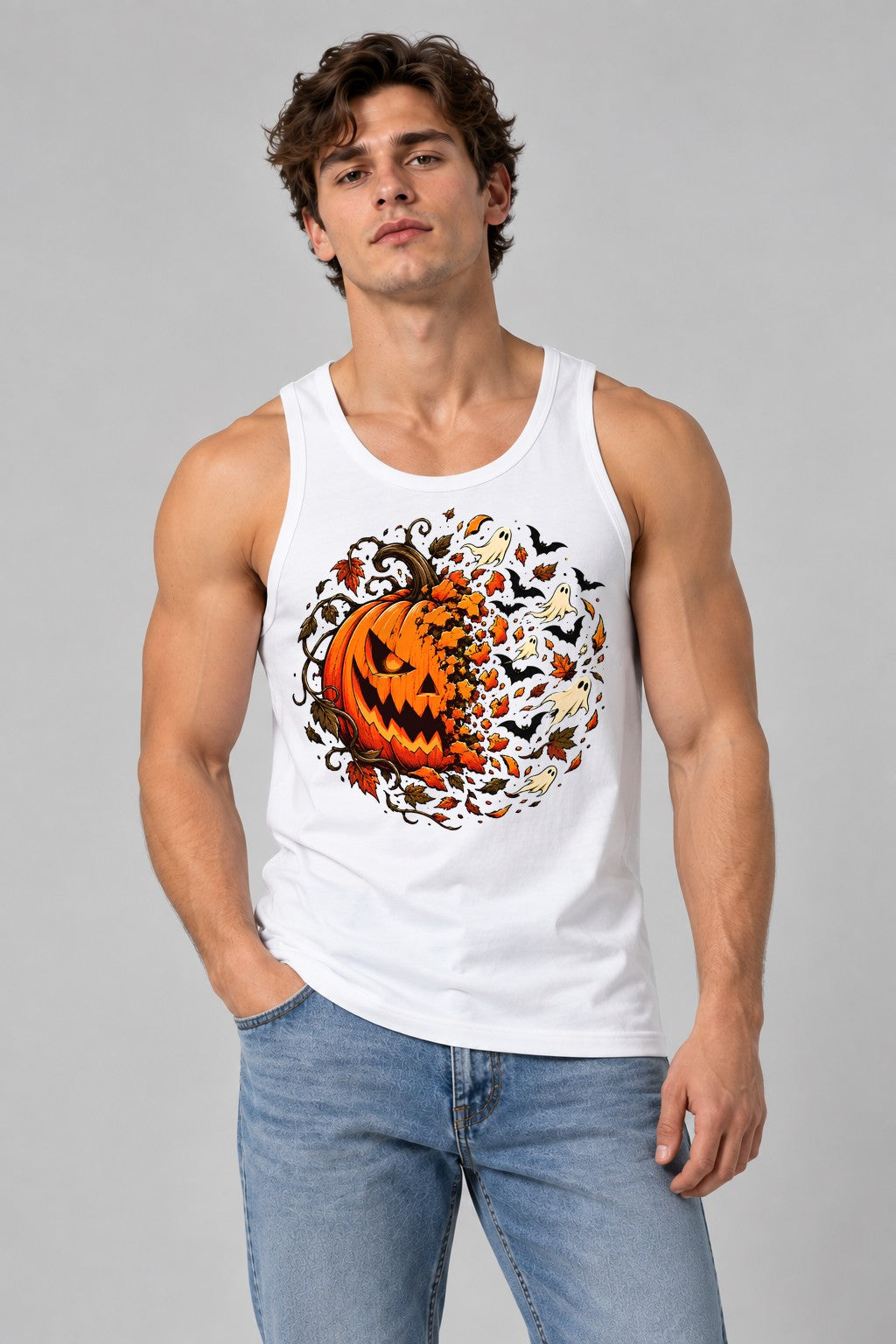 Haunted Pumpkin Wreath - White