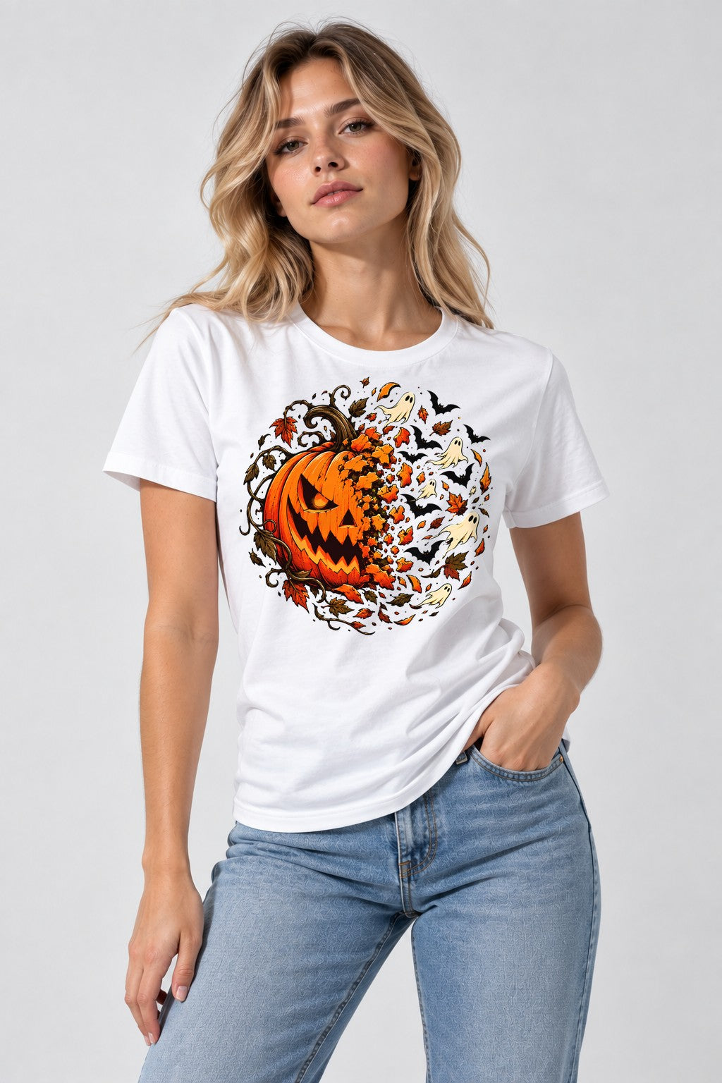 Haunted Pumpkin Wreath - White