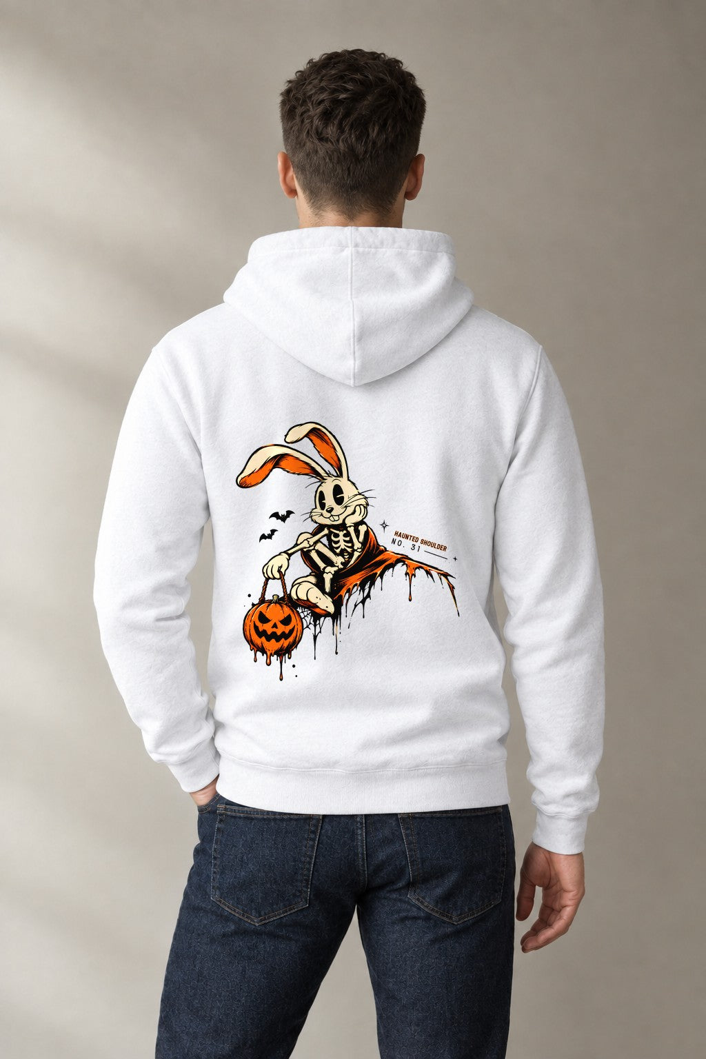 Haunted Shoulder Skeleton Rabbit - White