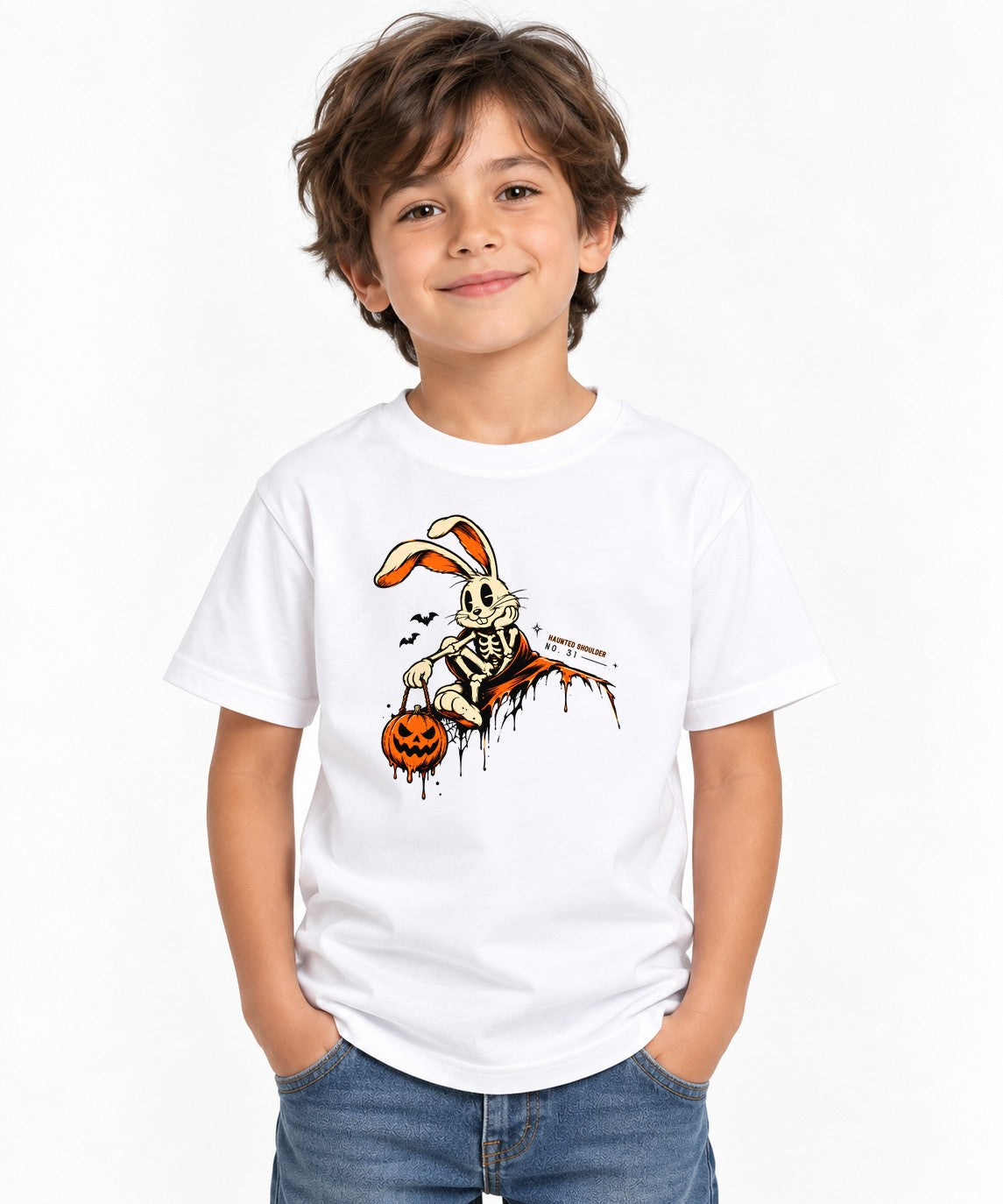 Haunted Shoulder Skeleton Rabbit - White