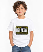 High Voltage Warning Sign Shirt - Industrial Caution Graphic Tee - White