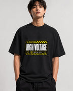 High Voltage Warning Sign Shirt - Industrial Caution Graphic Tee - Black