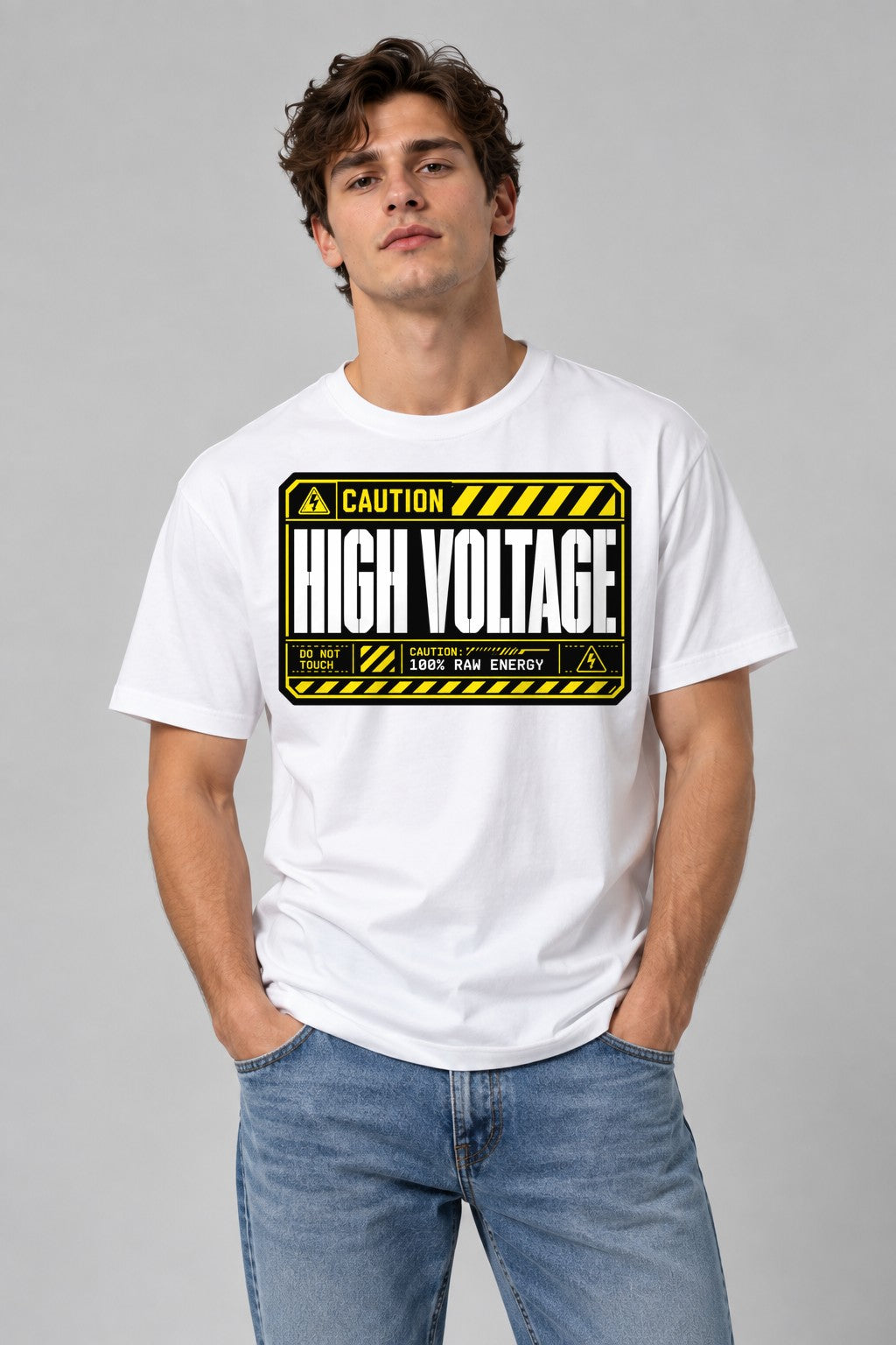 High Voltage Warning - White