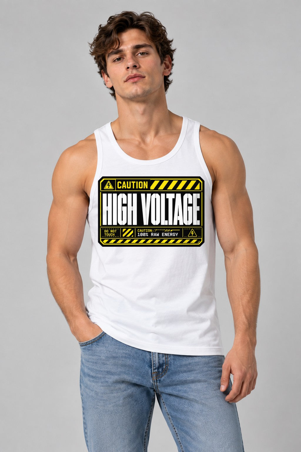 High Voltage Warning - White