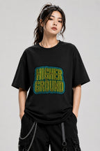 Higher Ground Retro Typography Shirt - Trippy Groovy Vibes - Black
