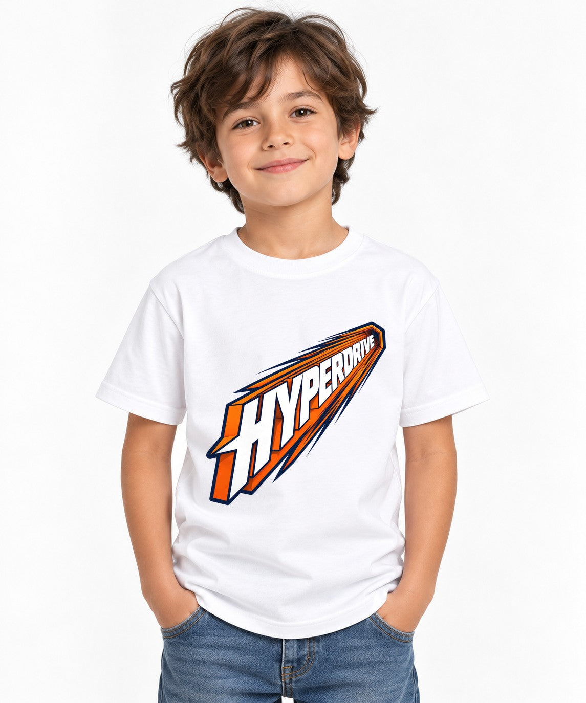 Hyper Drive Retro Speed Graphic Tee - Bold Racing Style - White