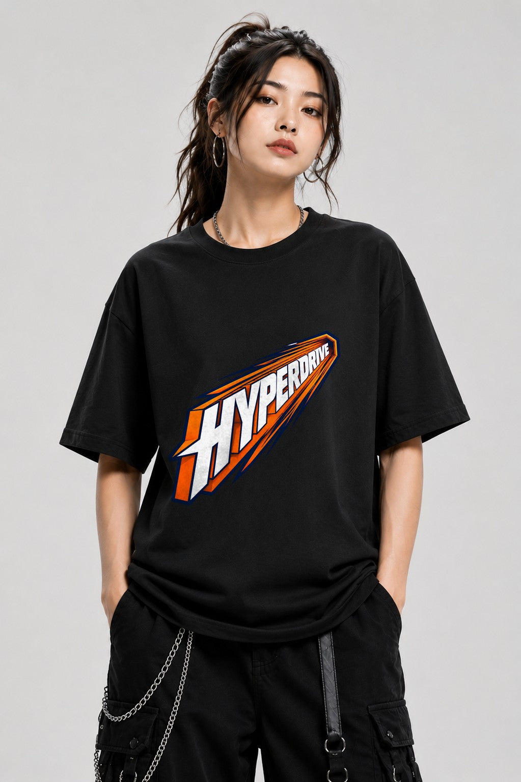 Hyper Drive Retro Speed Graphic Tee - Bold Racing Style - Black