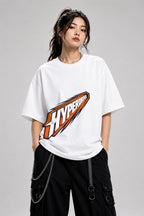 Hyper Drive Retro Speed Graphic Tee - Bold Racing Style - White
