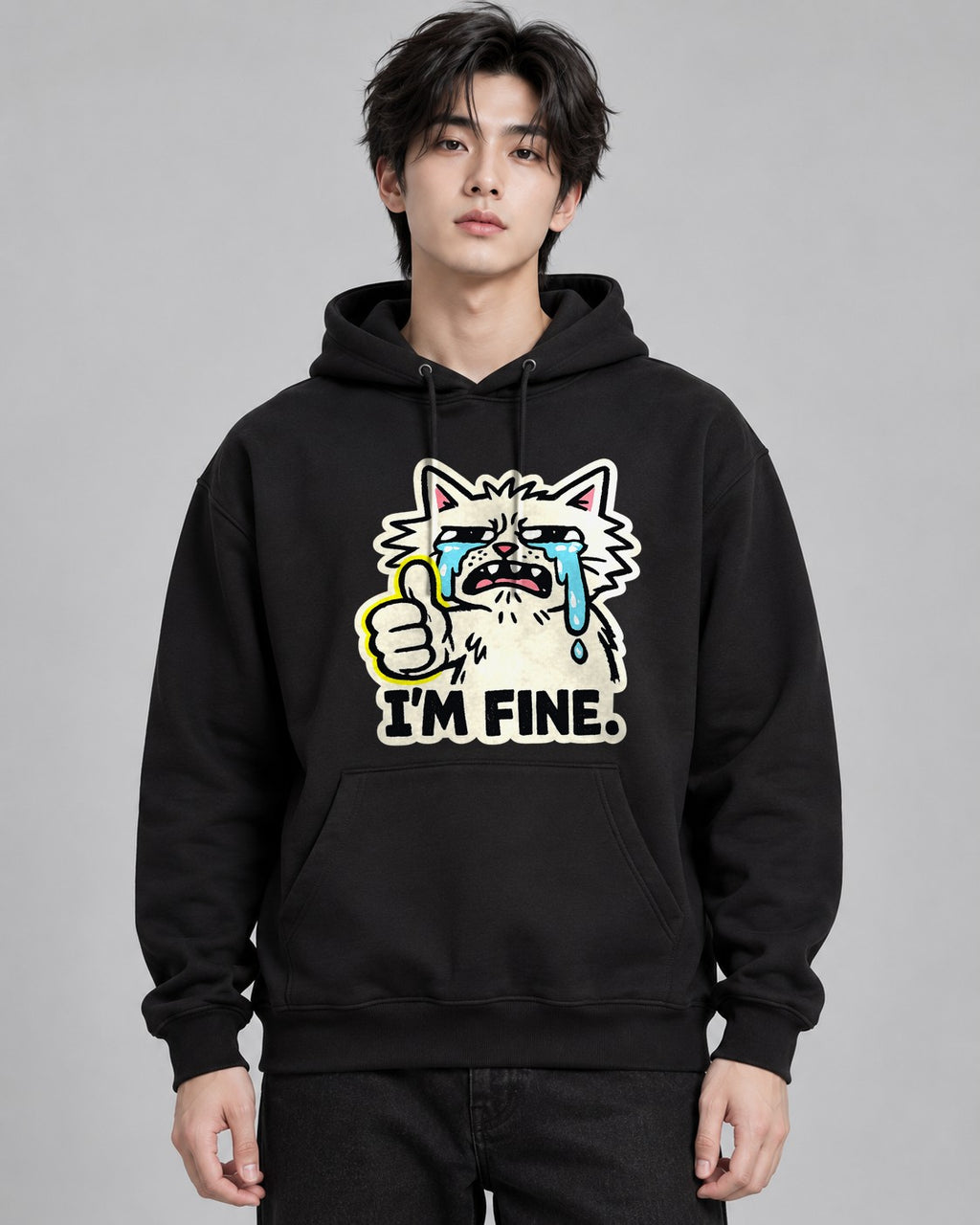 I'm Fine Cat - Black