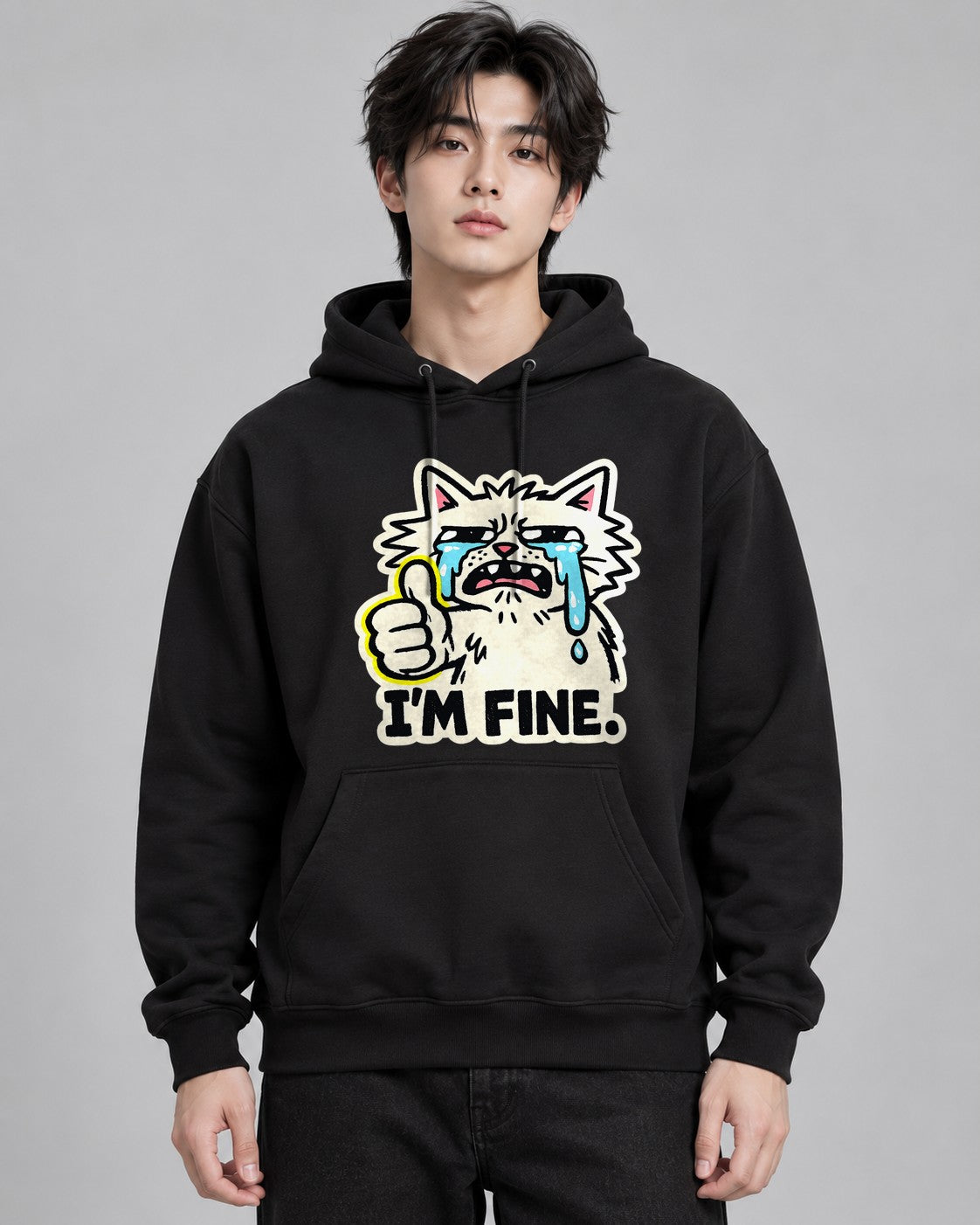 I'm Fine Cat - Black