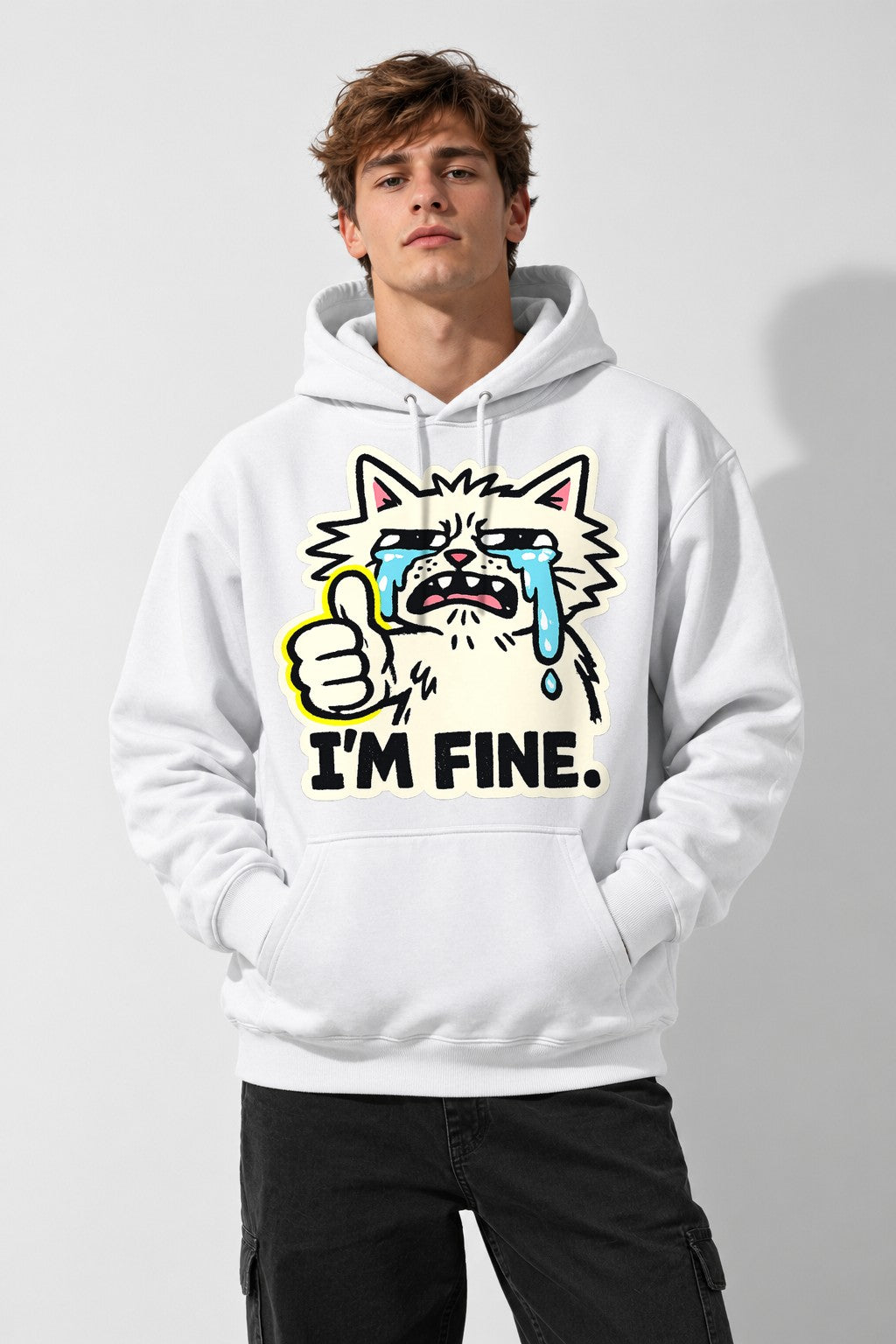 I'm Fine Cat - White