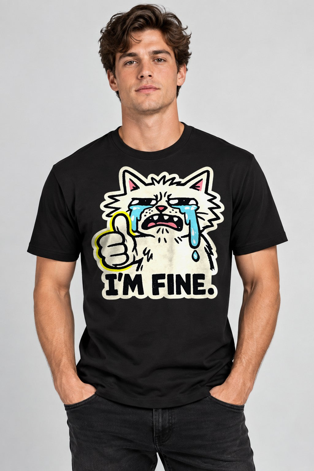 I'm Fine Cat - Black