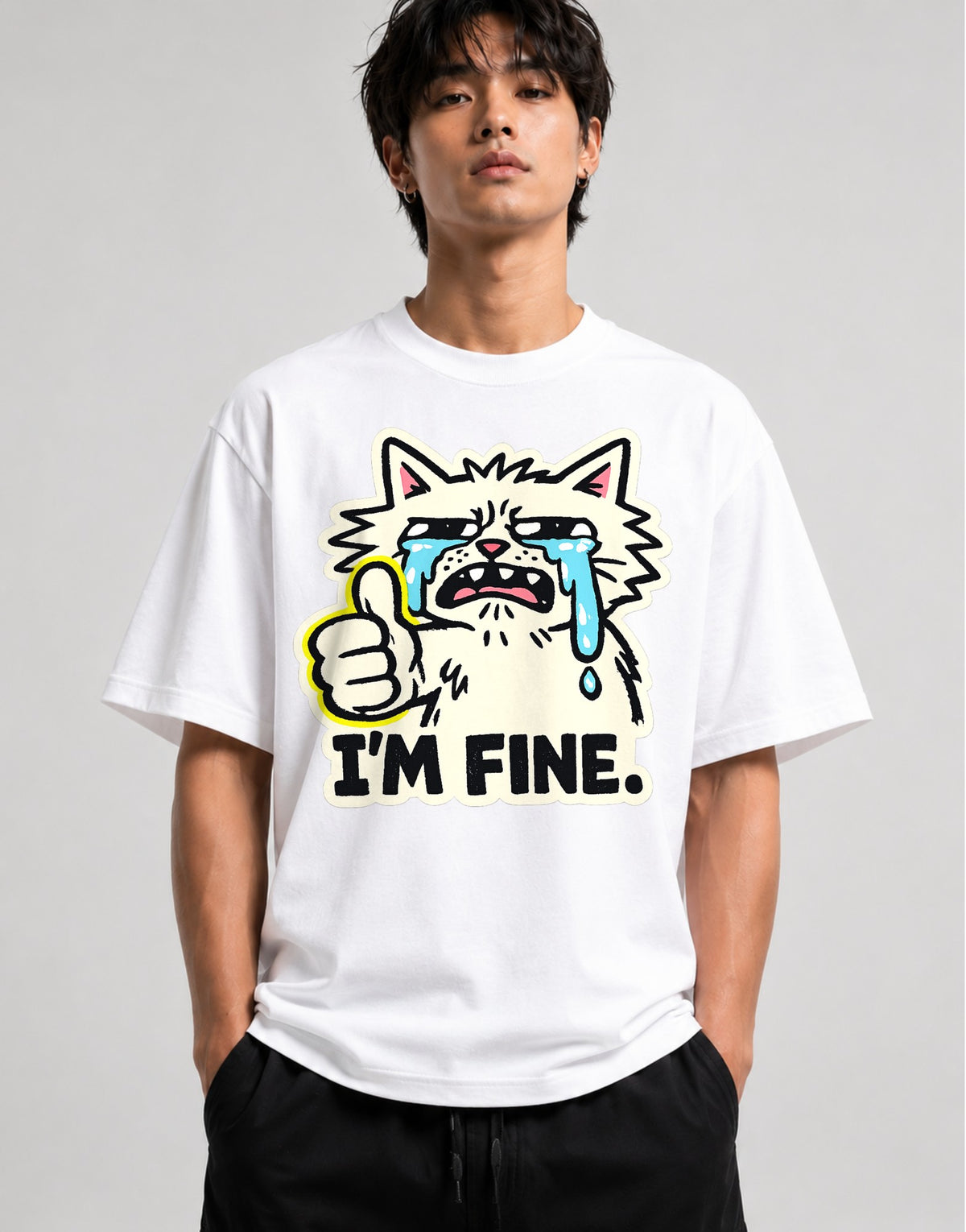 I'm Fine Cat - White