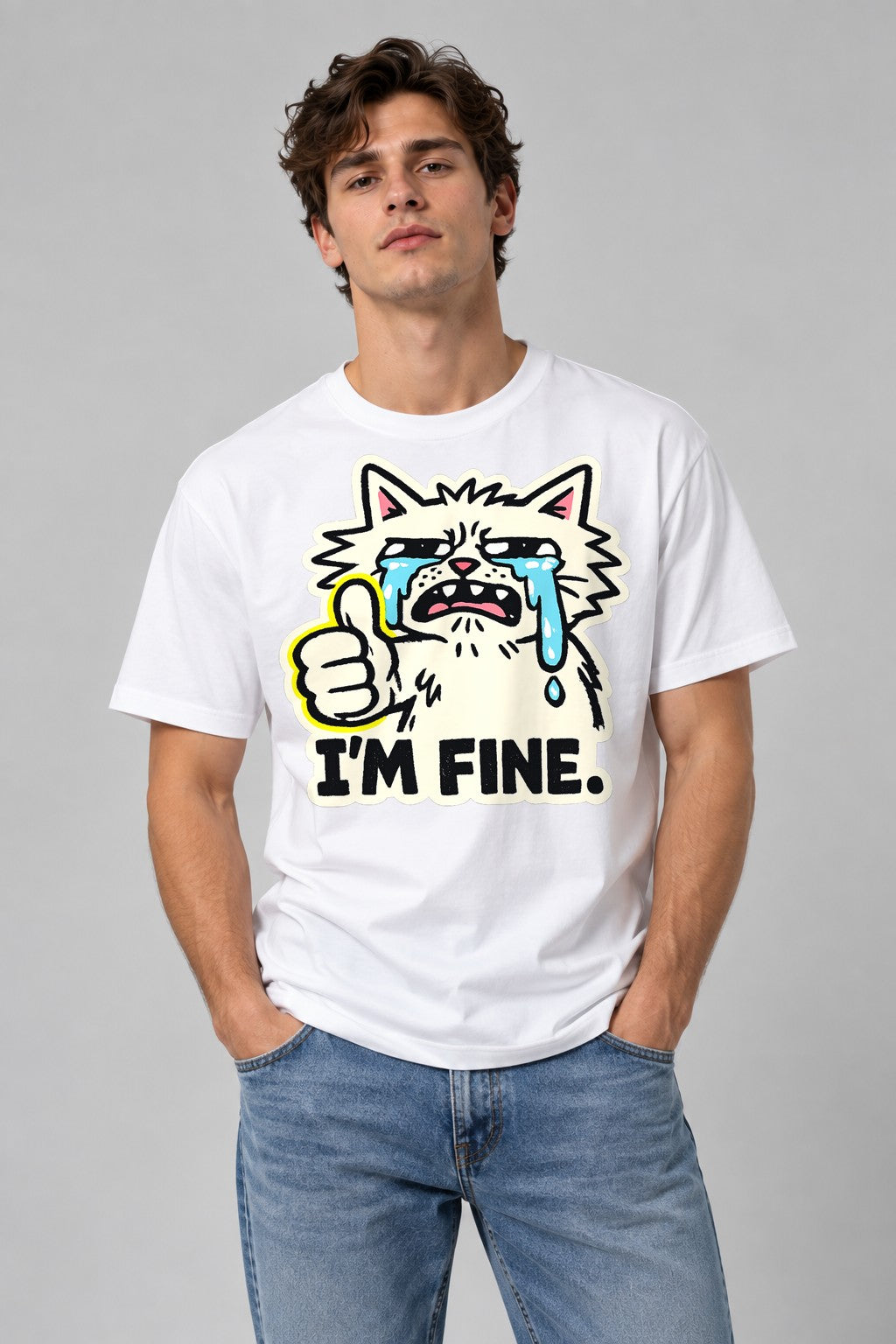 I'm Fine Cat - White