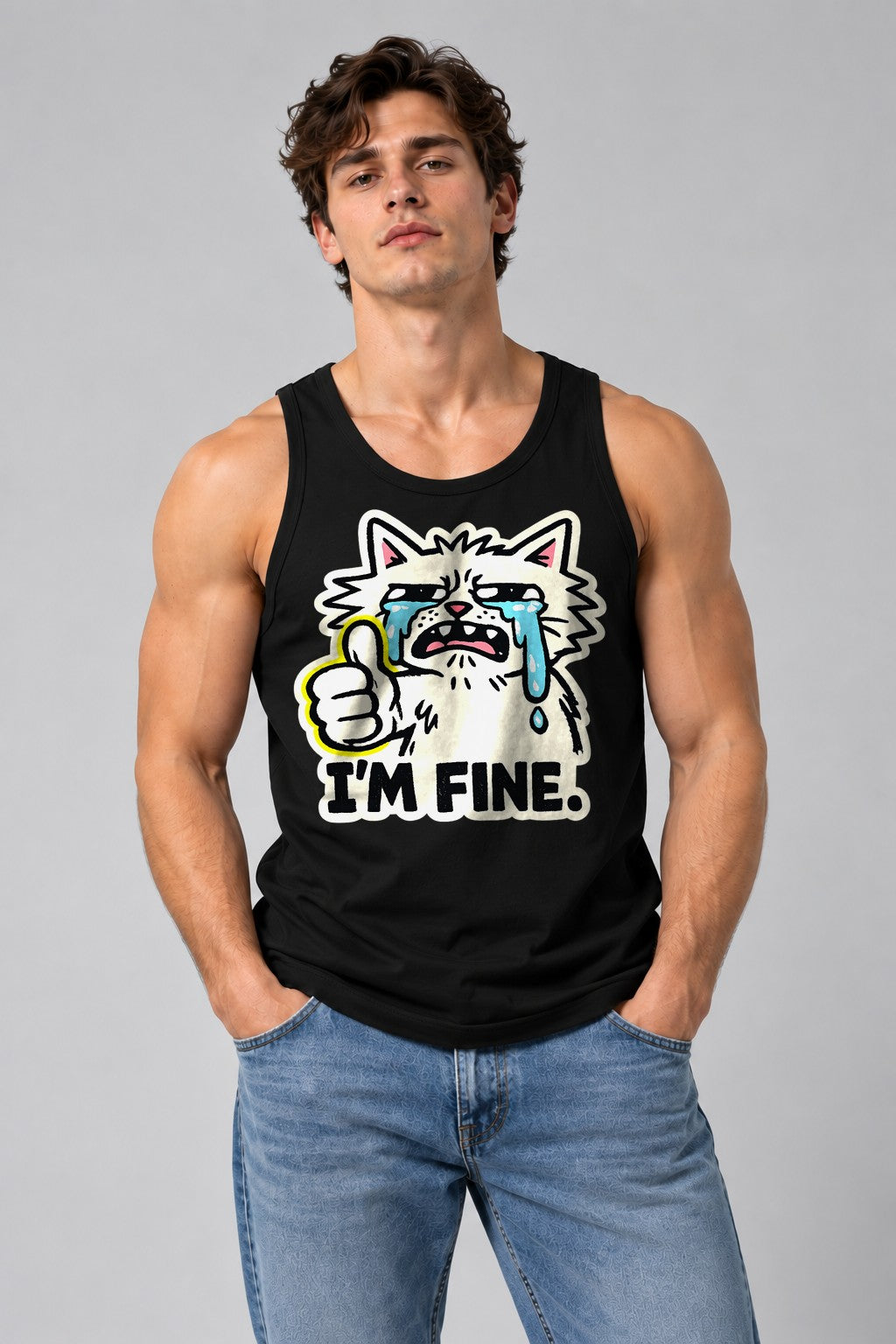 I'm Fine Cat - Black