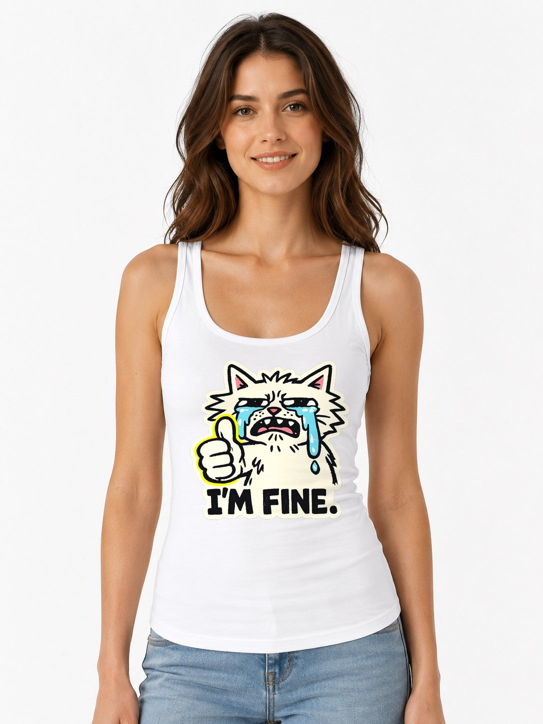 I'm Fine Cat - White