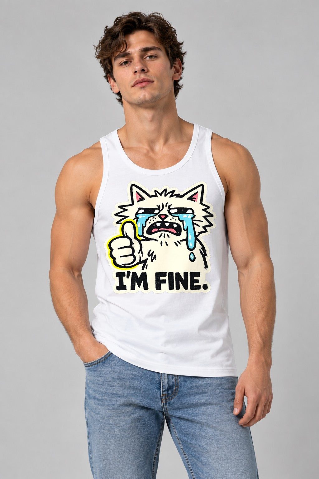 I'm Fine Cat - White