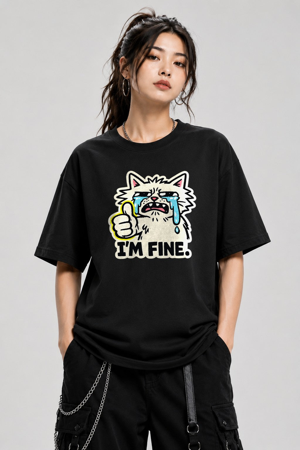 I'm Fine Cat - Black