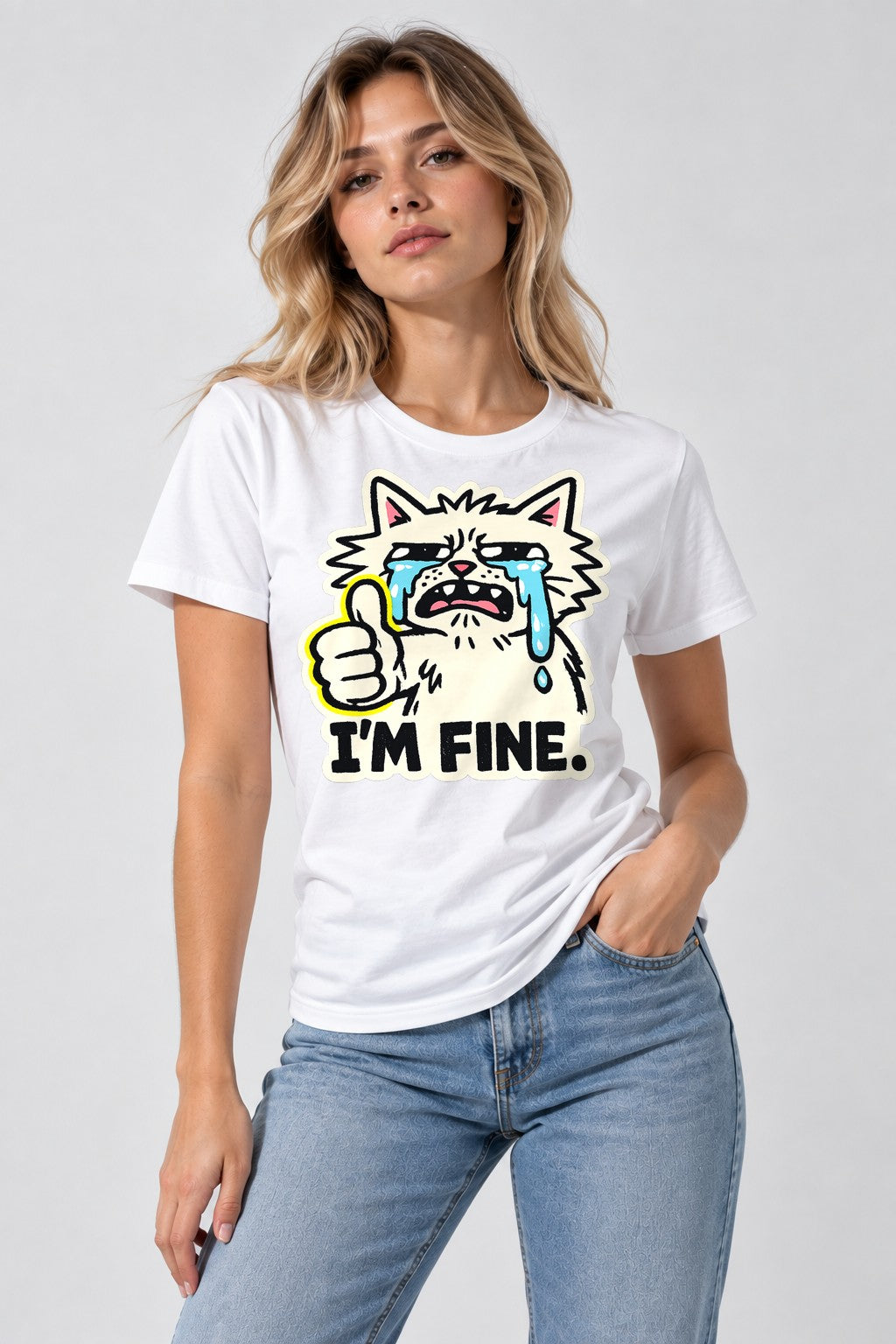 I'm Fine Cat - White