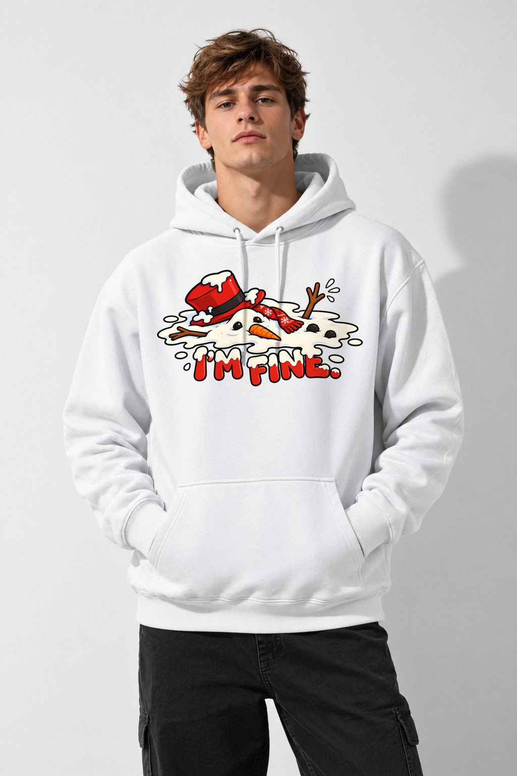 I'm Fine Melting Snowman - White
