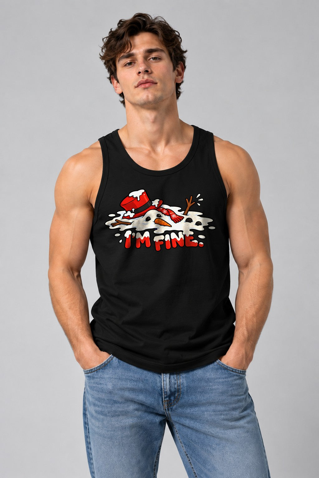 I'm Fine Melting Snowman - Black