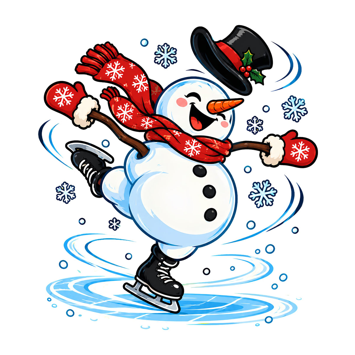 Ice Skating Snowman