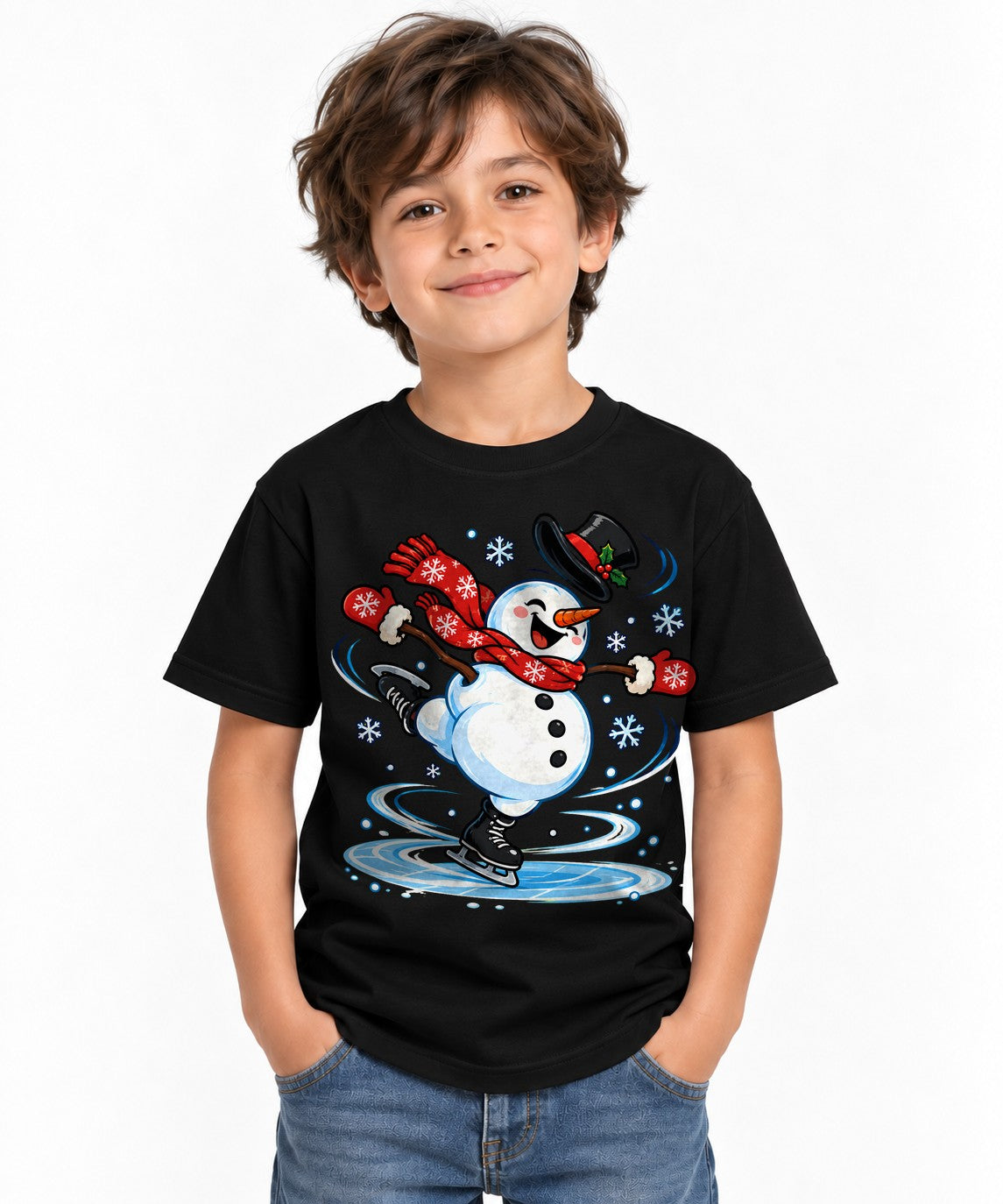 Ice Skating Snowman - Black