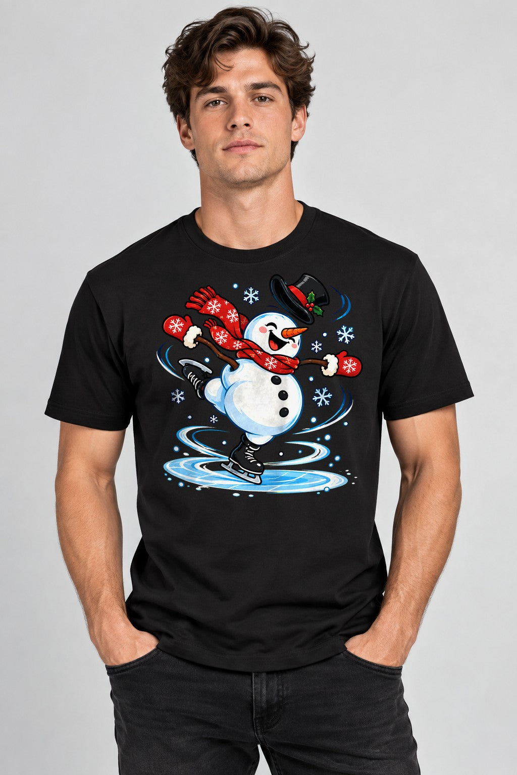 Ice Skating Snowman - Black