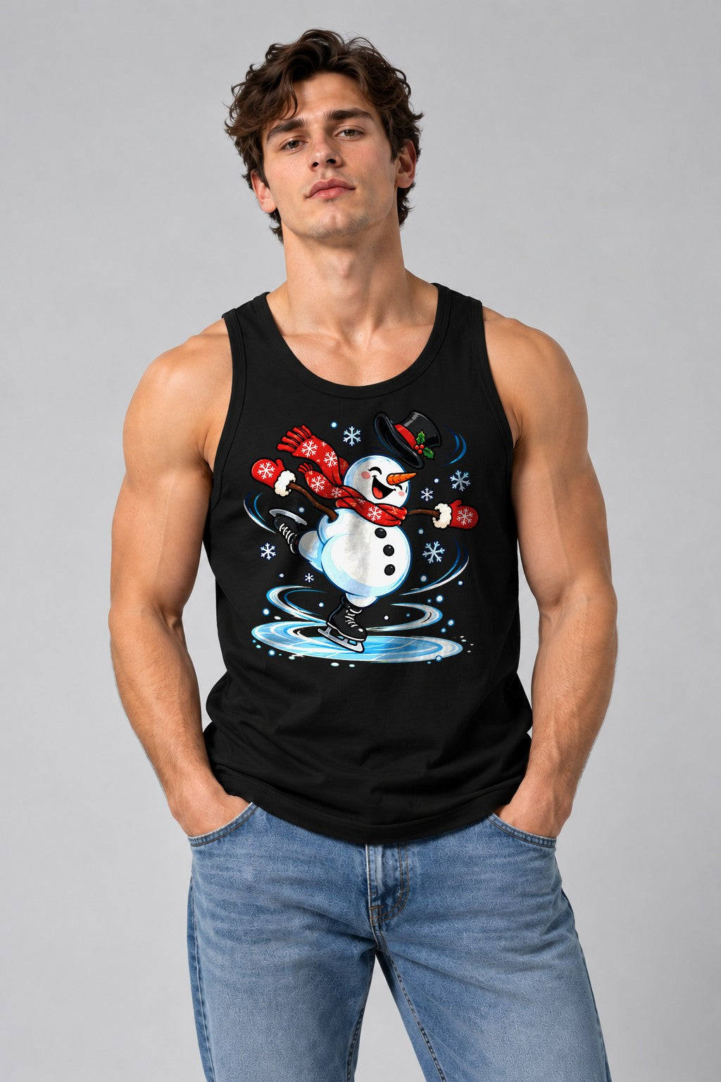 Ice Skating Snowman - Black