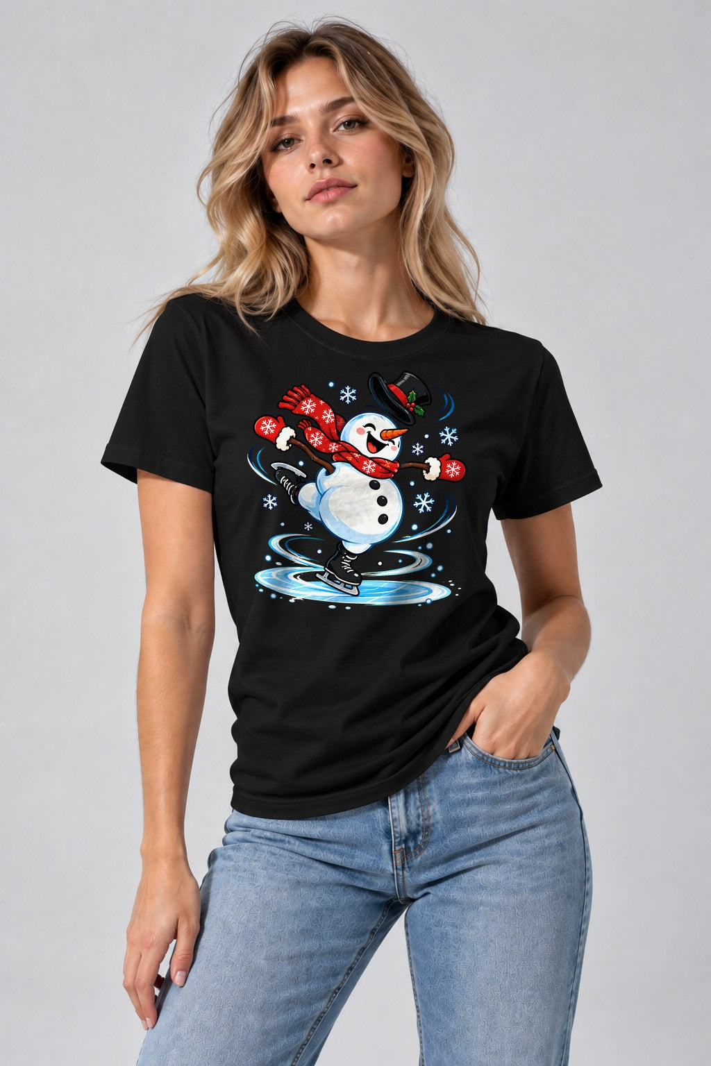 Ice Skating Snowman - Black