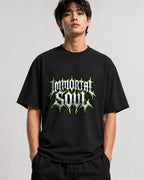 Immortal Soul Metal Gothic Lettering Graphic Tee Design - Black