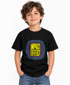 Impact Effect Graphic Tee - Retro Psychedelic Sticker Style - Black