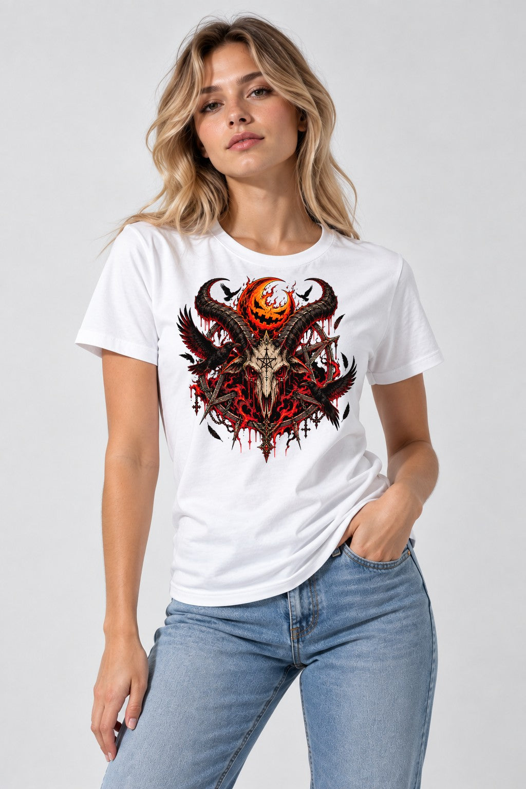 Infernal Goat Skull - White